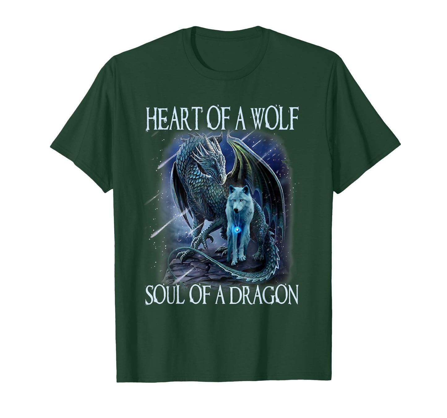 Heart of Wolf Soul of A Dragon - Cool Dragon - Wolf Warrior T-Shirt