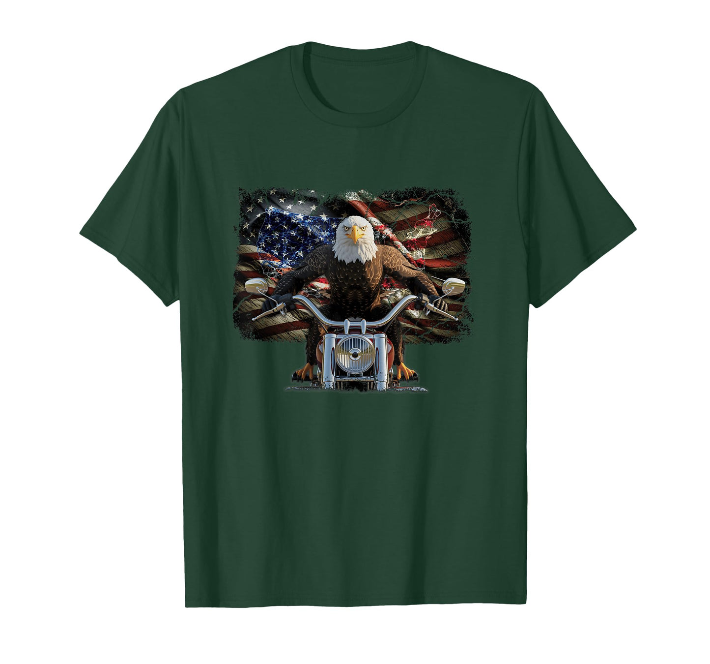 American Flag Eagle Riding Motorcycle Biker USA Patriot T-Shirt