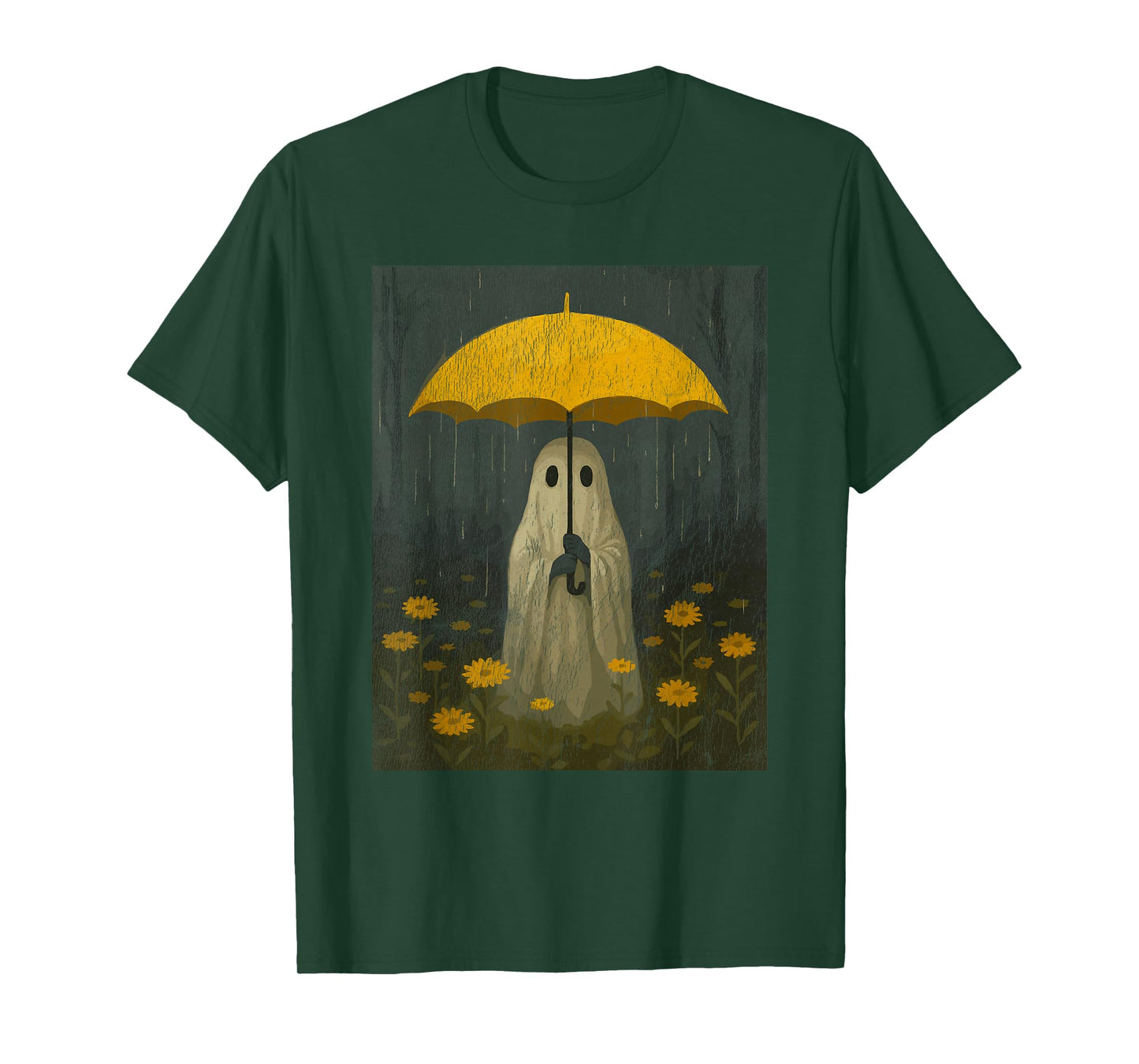 Vintage Floral Ghost Halloween Ghost in The Forest Gothic T-Shirt