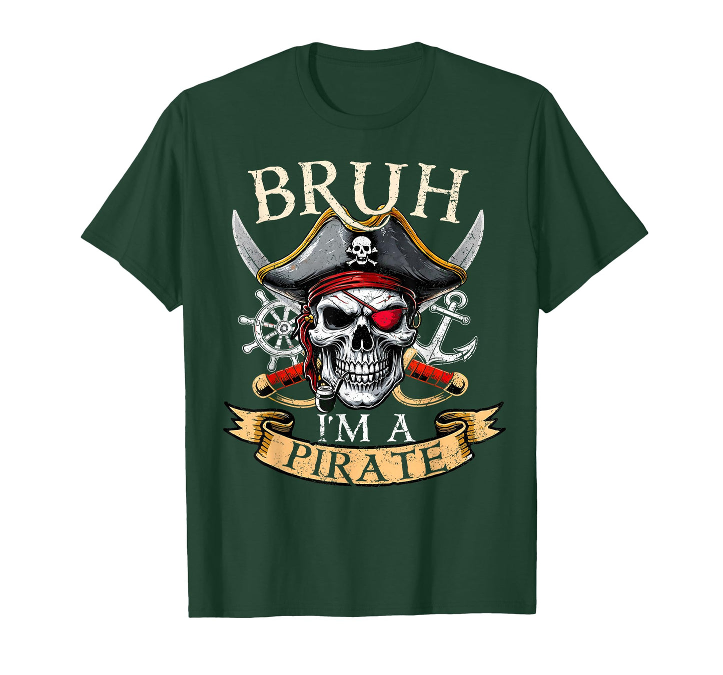 Funny Halloween Bruh I'm A Pirate Skull Costume Kids Boy Men T-Shirt