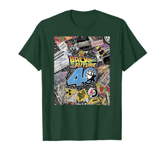 Back To The Future 40th Anniversary Sticker Collage T-Shirt