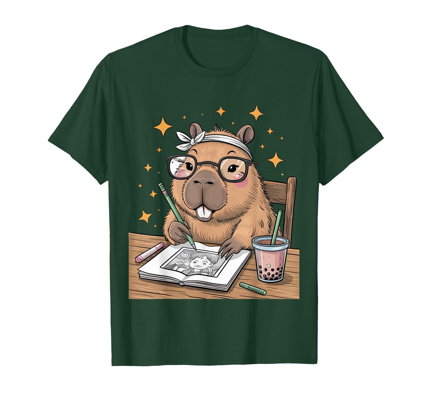 Just A Capybara Drinking Boba Tea Anime Girl Lover Capy Gift T-Shirt