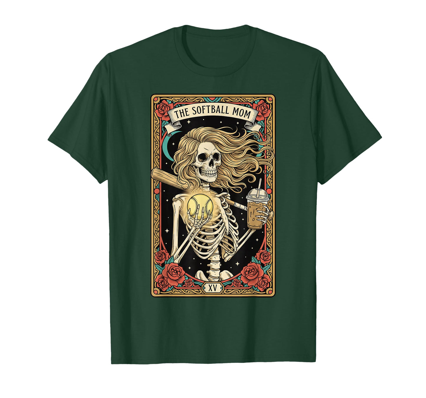 Softball Mom Tarot Card Skeleton Softball Mama Mothers Day T-Shirt