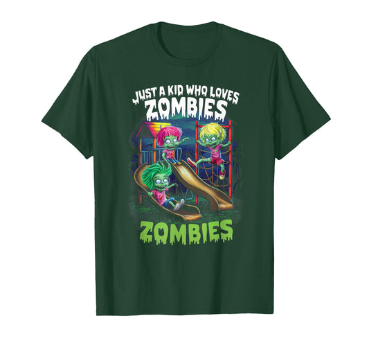 Just A Kid Who Loves Zombies Funny Halloween Costume T-Shirt