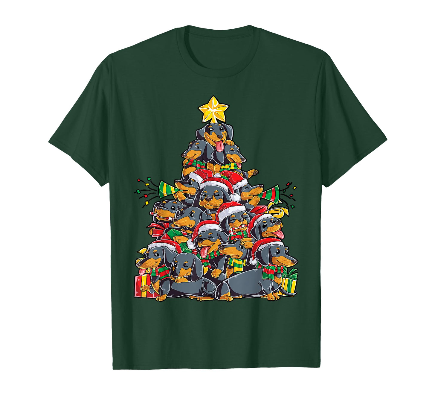 Dachshund Christmas Tree Dog Santa Xmas Boys Girls Dogmas T-Shirt