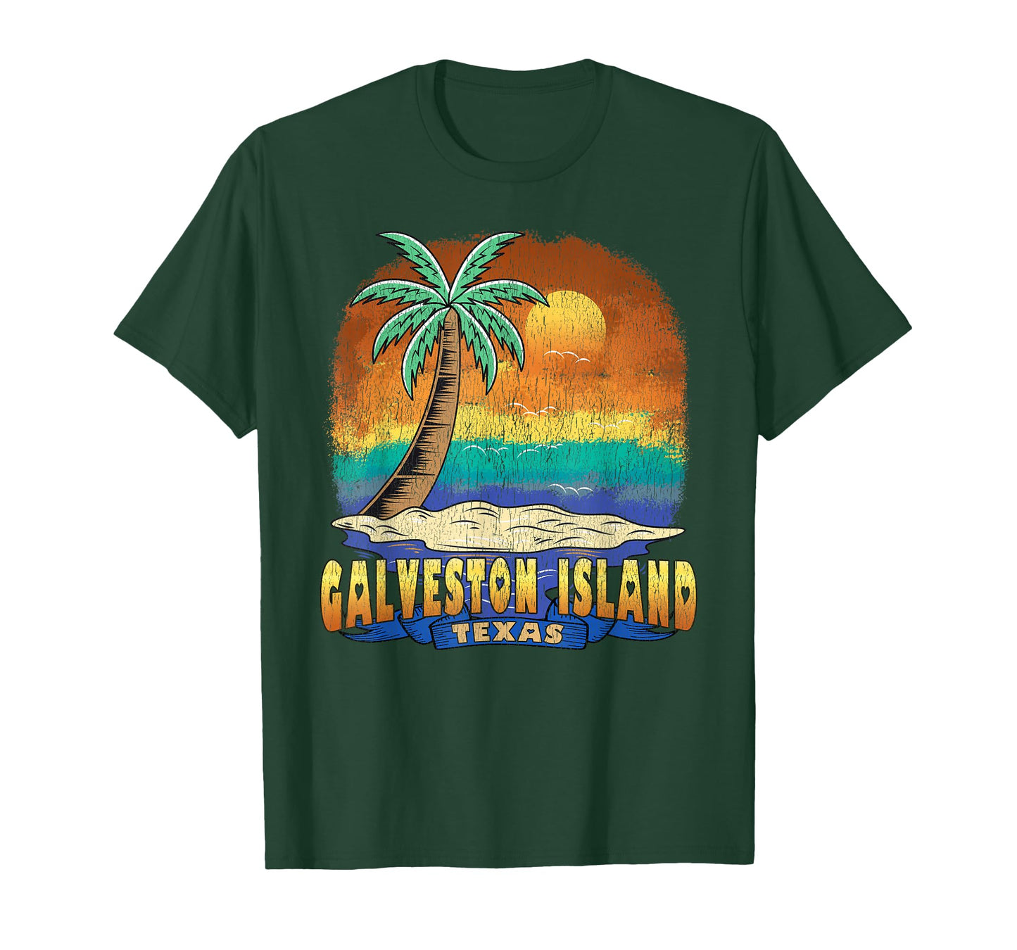 GALVESTON ISLAND TEXAS | Vintage Distressed Souvenir T-Shirt