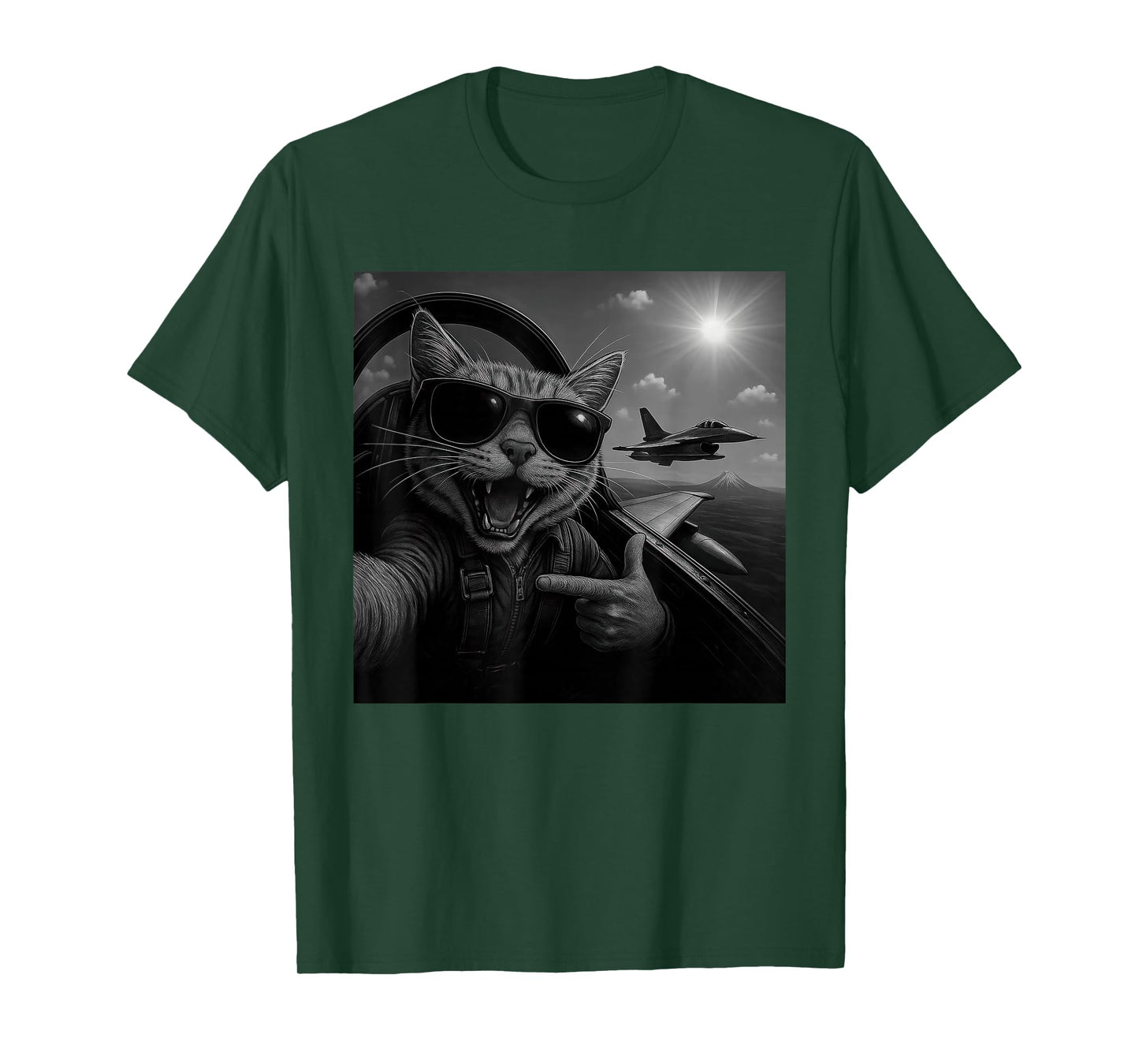 Cat Selfie Jet Airplane Funny Cat Gifts for Men Women Kids T-Shirt