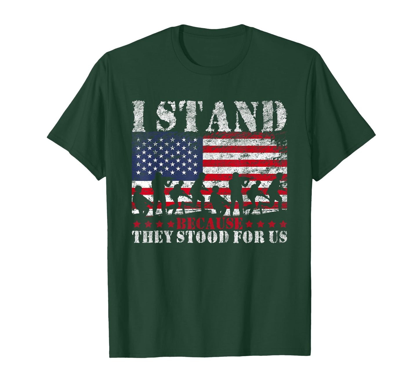 I Stand Because They Stood For Us American Flag T-Shirt for Women Kids Men