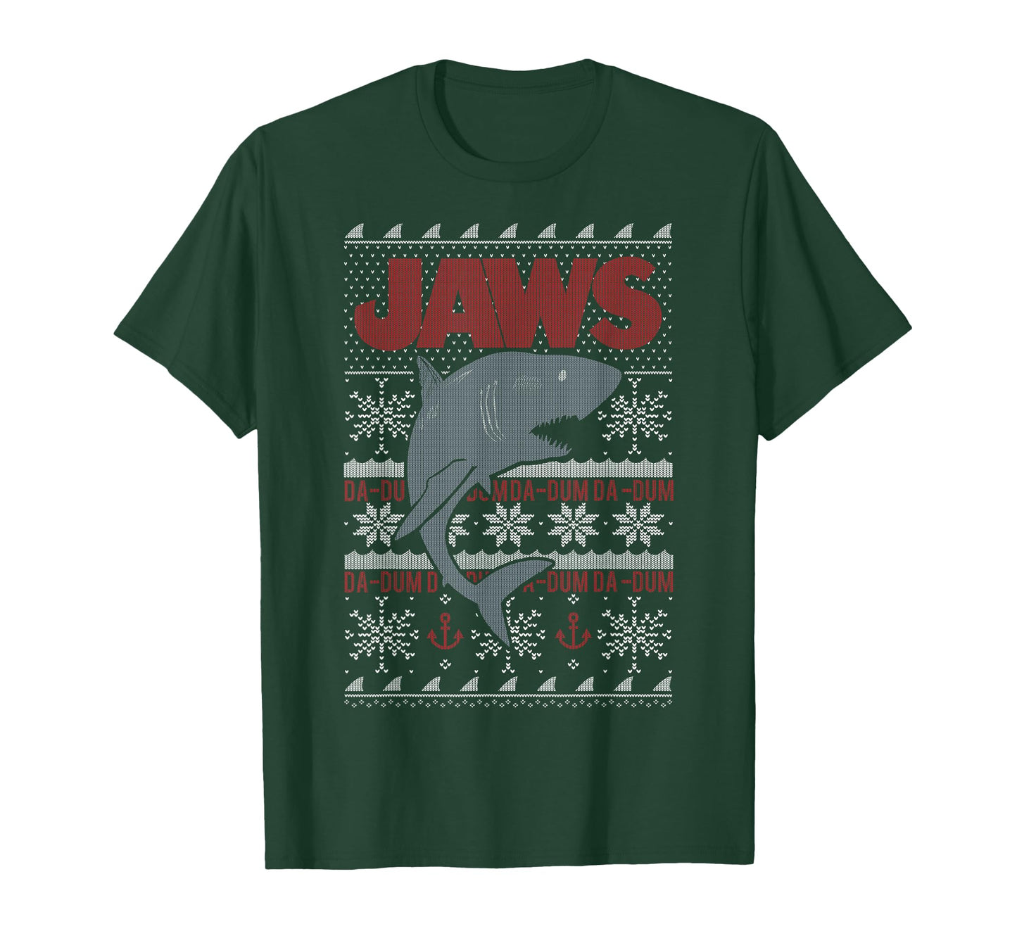 Jaws Dun Dun Shark Ugly Christmas Sweater Graphic T-Shirt T-Shirt