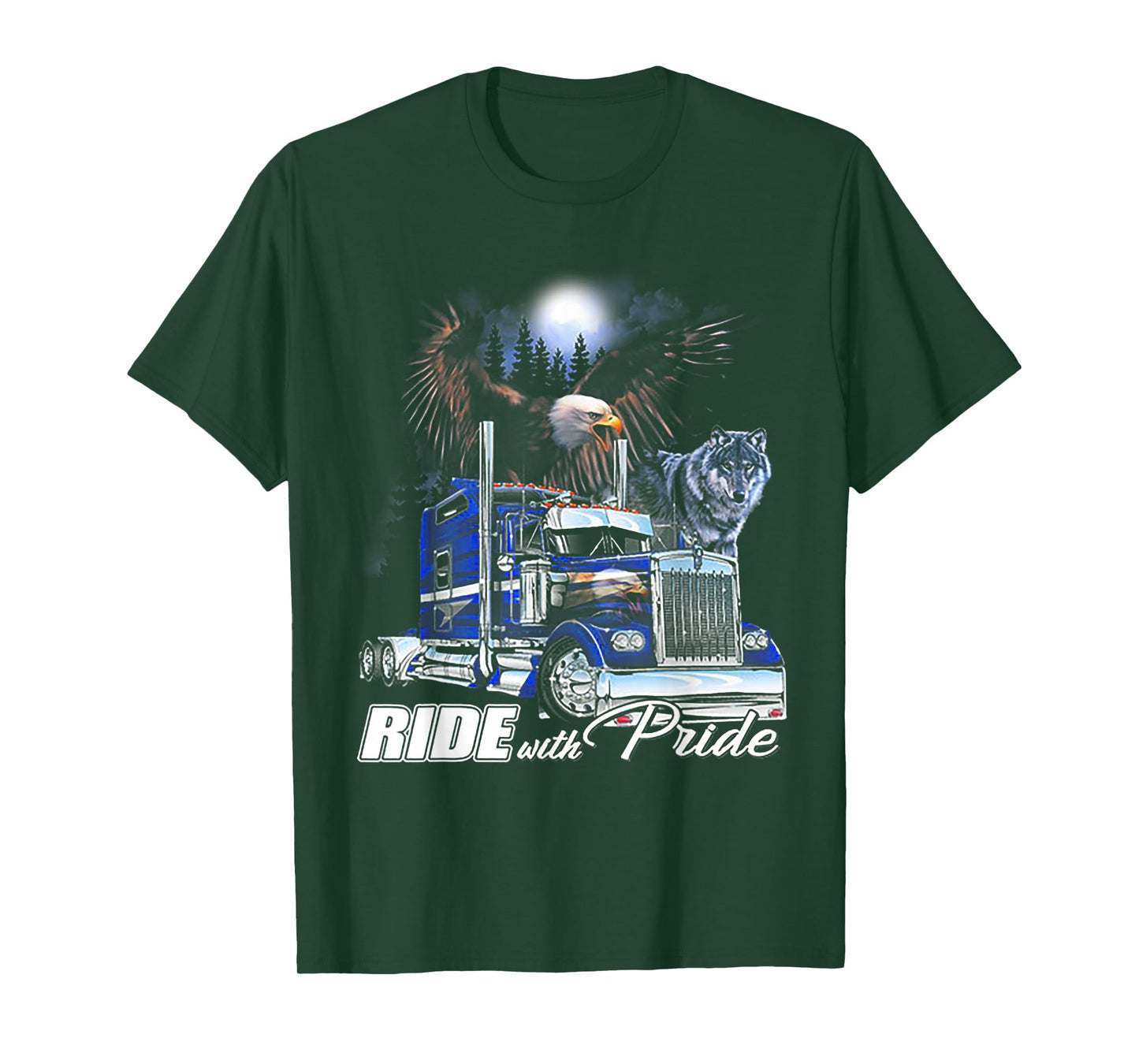 Ride With Pride Trucker Eagle Wolf T-Shirt