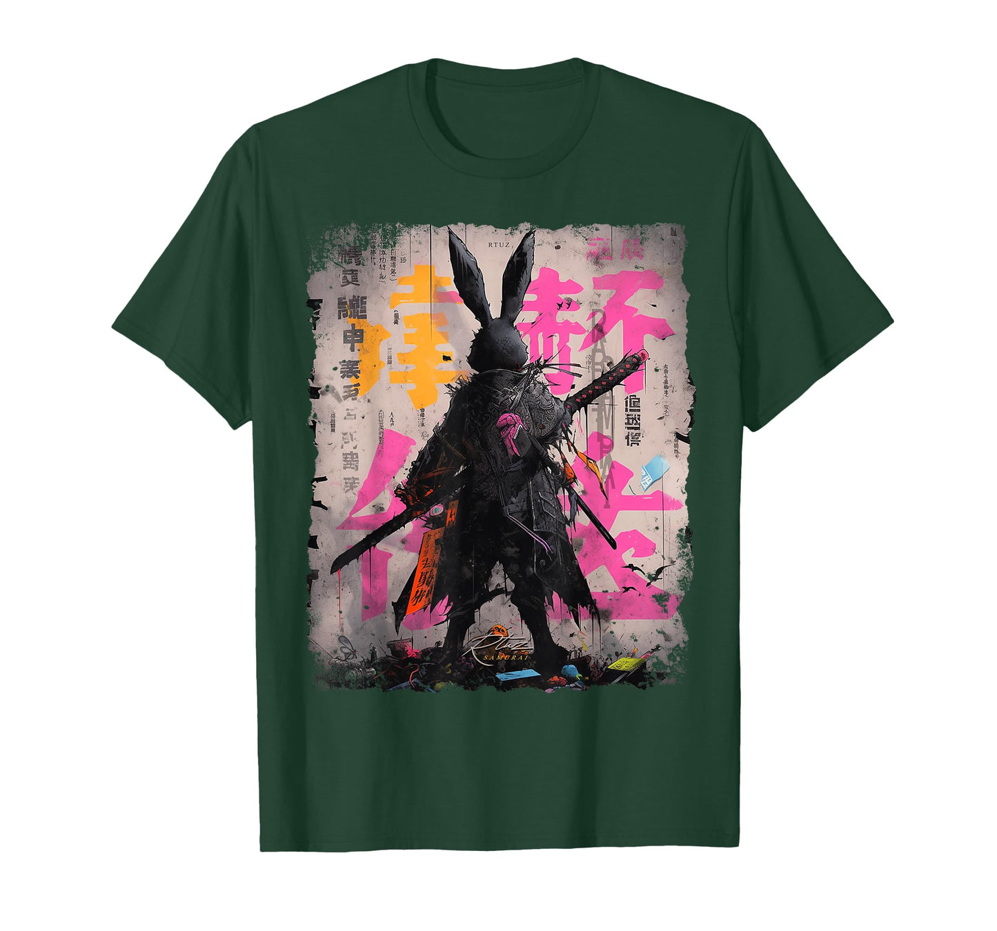 Hip Hop Y2K Rabbit Hipster Edgy Streetwear Bunny Samurai T-Shirt