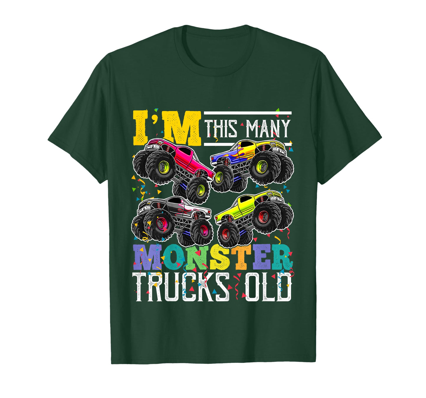 Kids I'm This Many Monster Trucks Old 4th Birthday Shirt Boy Gift T-Shirt