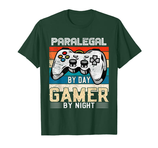 Paralegal by day gamer by night video gaming fans Retro T-Shirt
