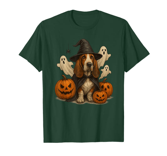 Halloween Basset Hound, Witch's hat, Cute, Funny T-Shirt