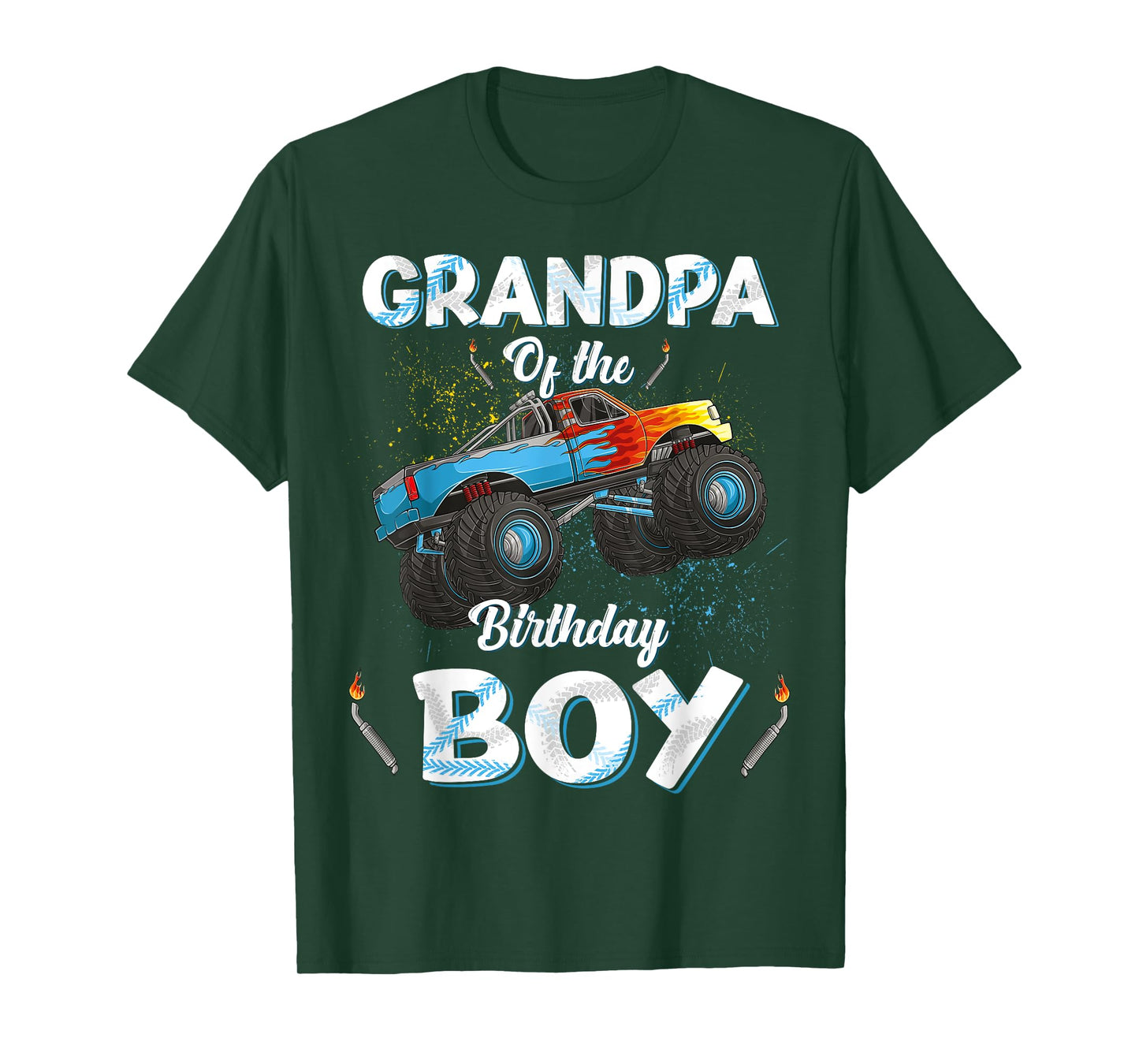 Grandpa Of The Birthday Boy Monster Truck Bday Men Grampy T-Shirt