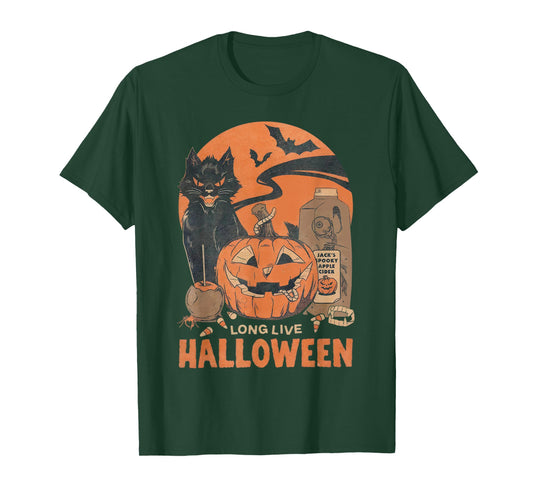 Long Live Halloween Black Cat Jack O Lantern Spooky Season T-Shirt
