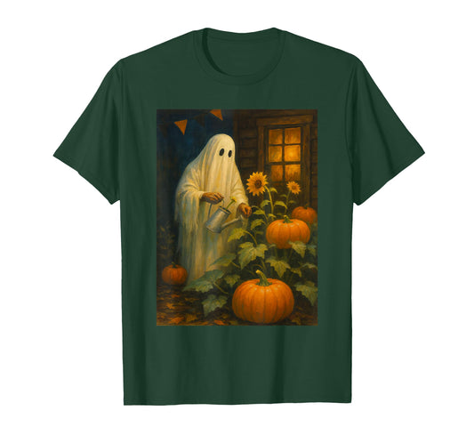 Vintage Floral Ghost Halloween Ghost in The Forest Gothic T-Shirt