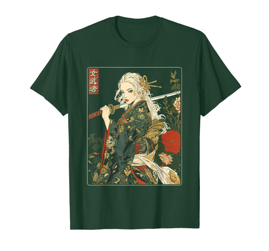 Japanese Gothic Samurai Art Woman With Katana Sword T-Shirt
