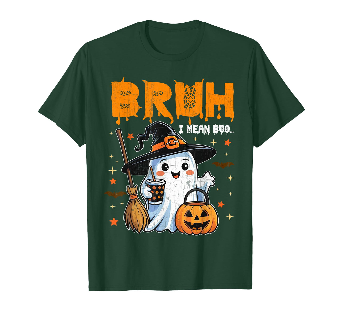 Bruh I Mean Boo Trick Or Treat Halloween Ghost Boy Girl Kids T-Shirt