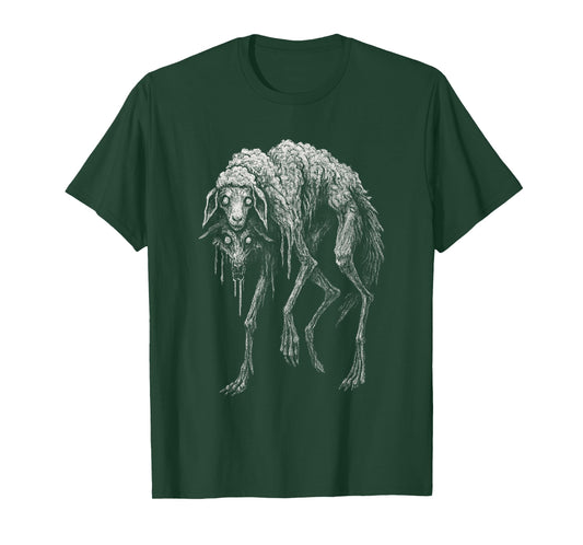 Creepy Wolf Sheep Horror Scary Folklore Goth Alt Aesthetic T-Shirt