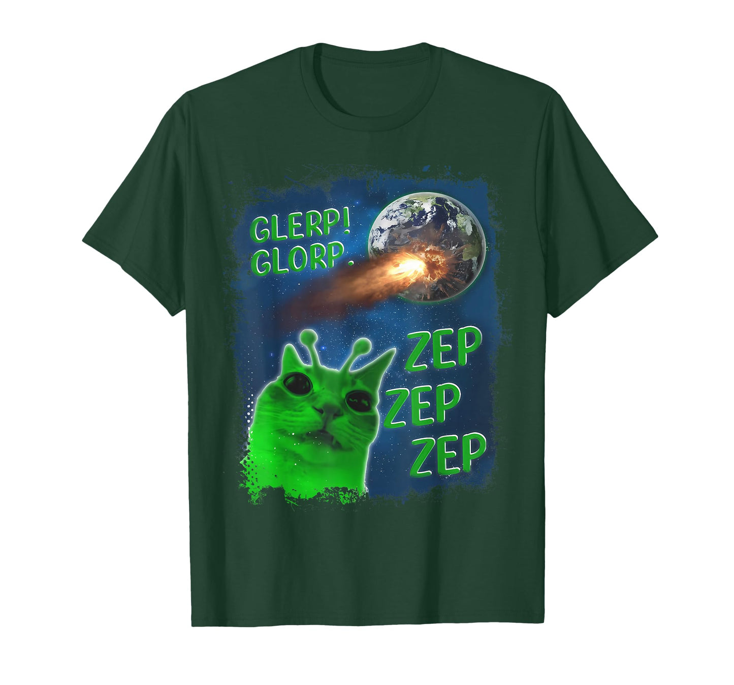 Glerp Glorp Funny Alien Cat T-Shirt