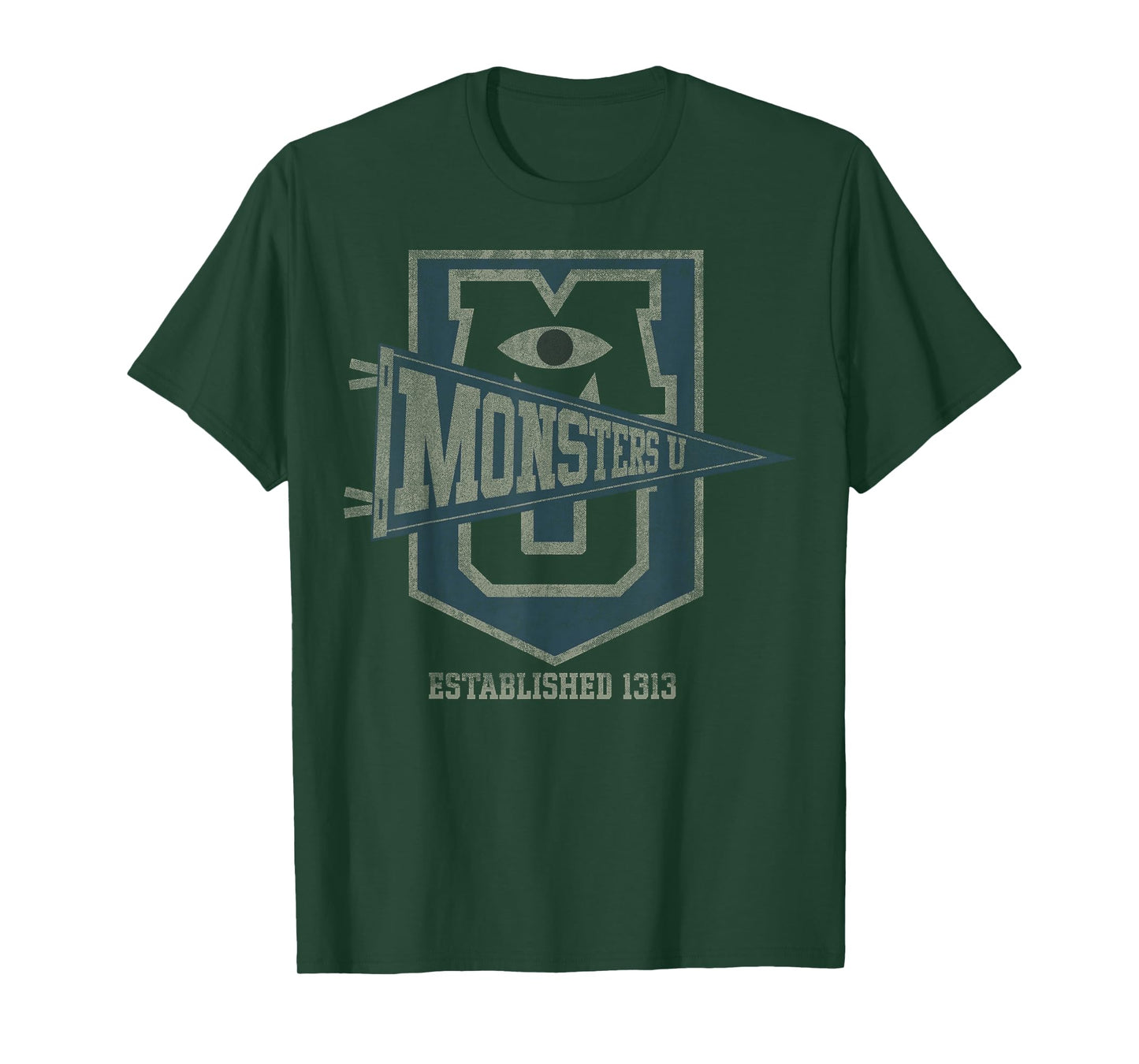 Disney Pixar Monsters University Vintage Collegiate MU Badge T-Shirt