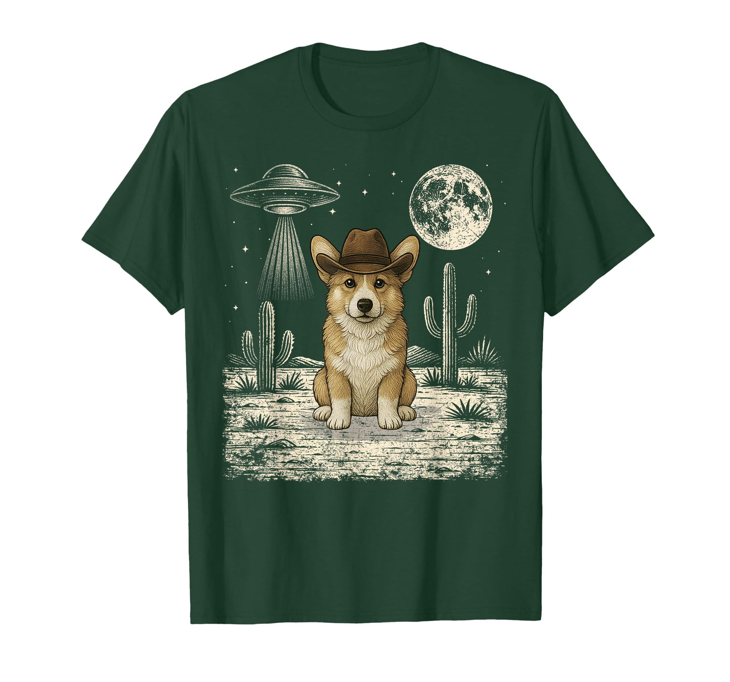 Funny Corgi Cowboy Western Dog UFO T-Shirt