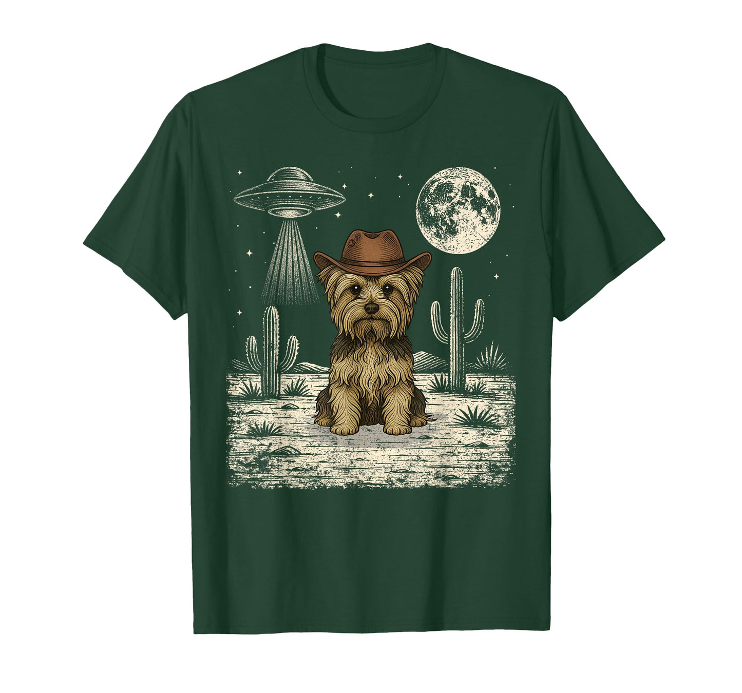 Funny Yorkshire Terrier Cowboy Western Dog UFO T-Shirt