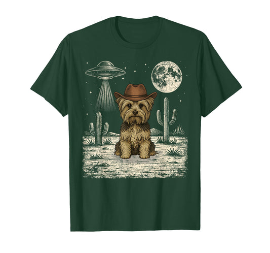 Funny Yorkshire Terrier Cowboy Western Dog UFO T-Shirt