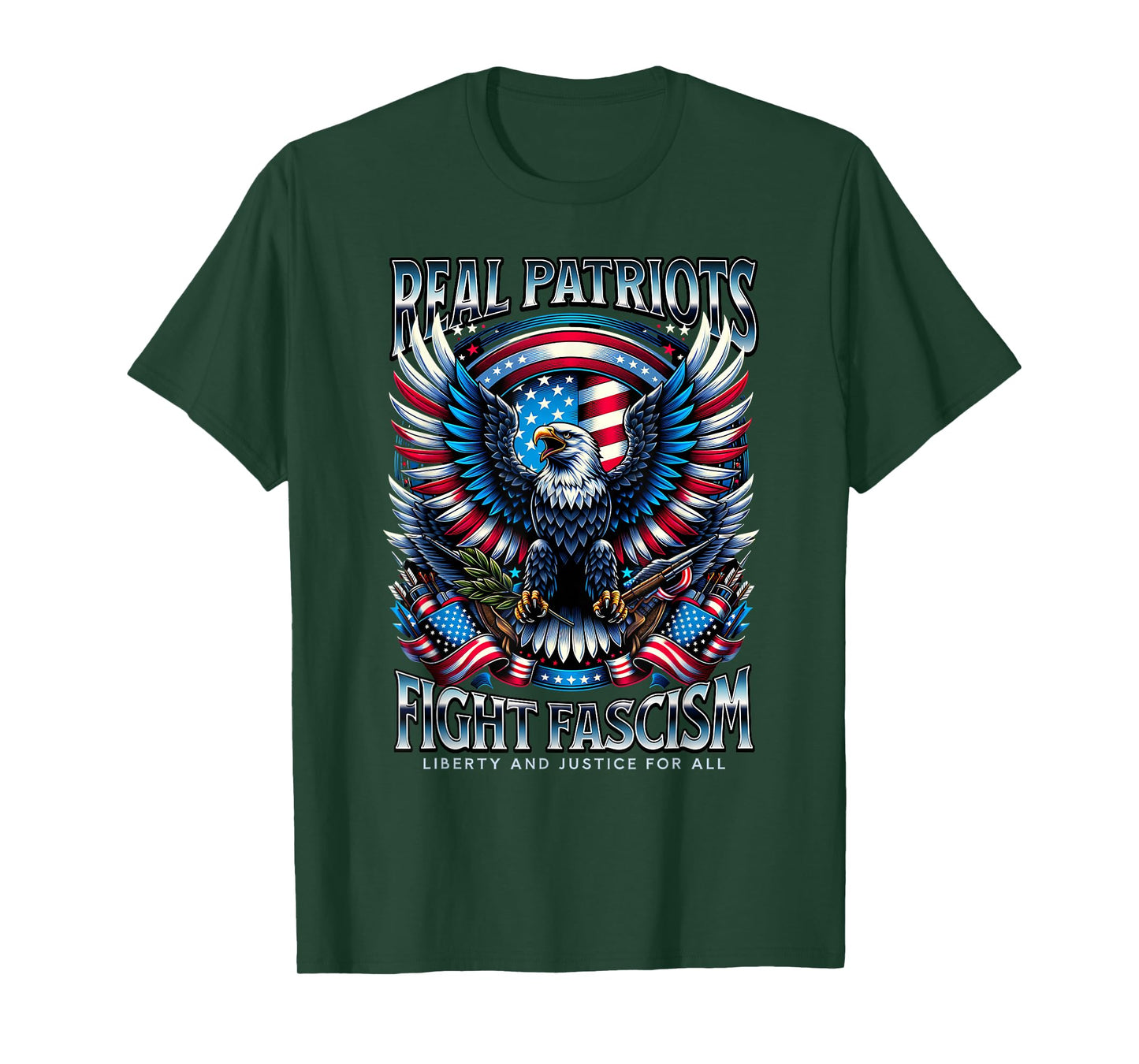 Real Patriots Fight Fascism Eagle USA T-Shirt