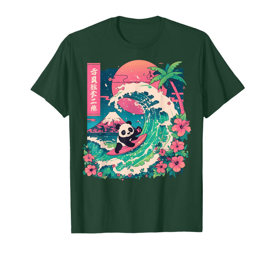 Panda Surfing Japanese Wave Great Wave T-Shirt