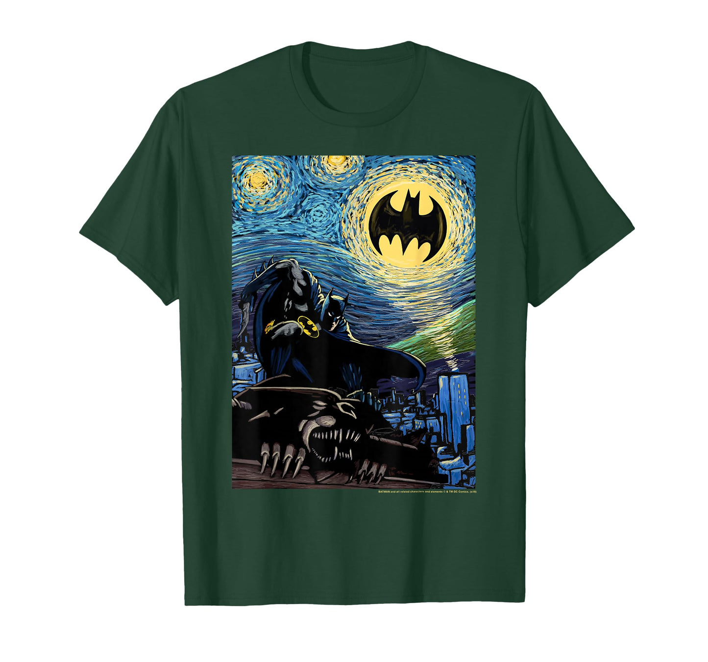 DC Comics Batman The Dark Knight Starry Night Style Poster T-Shirt