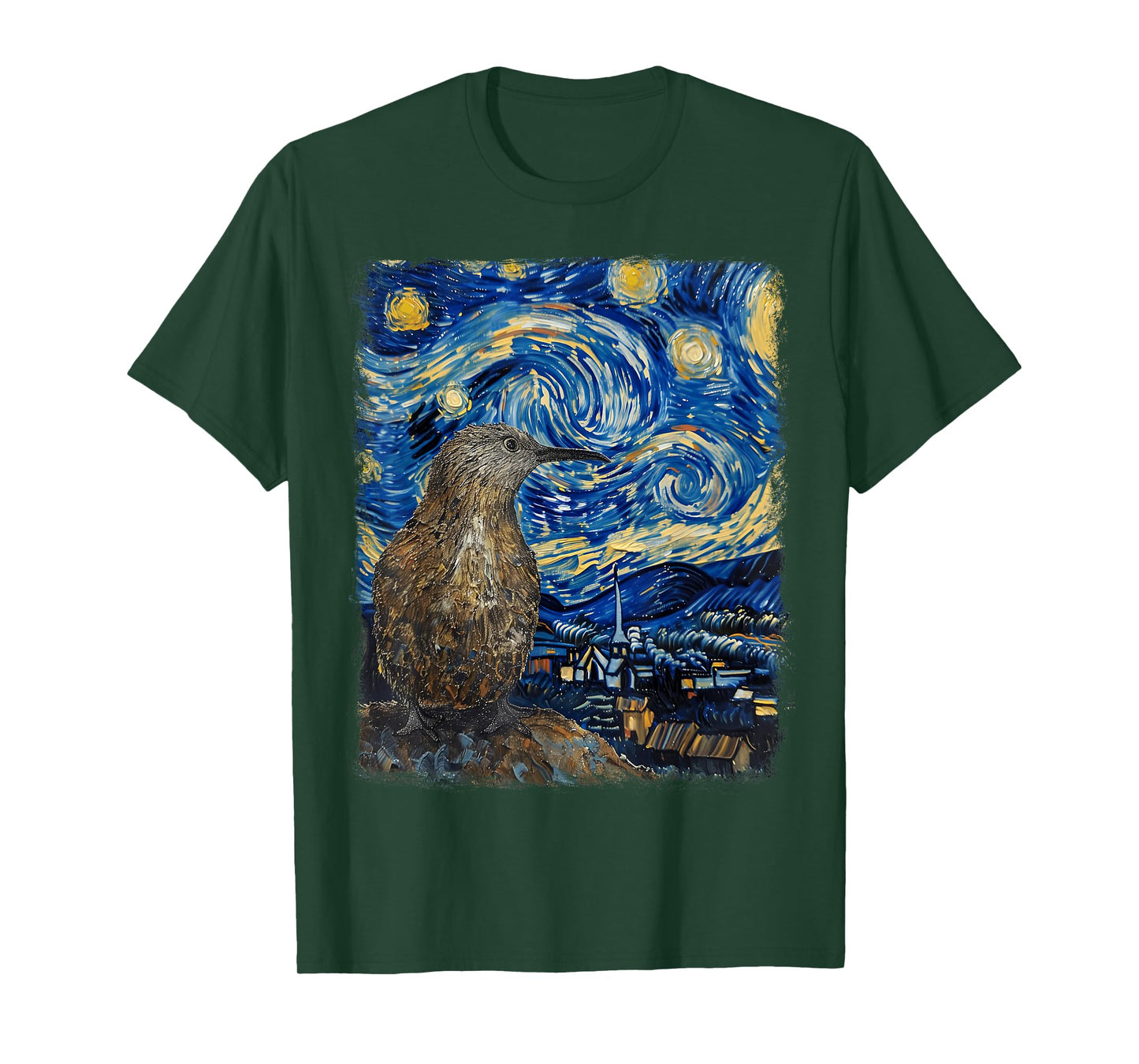 Kiwi Bird New Zealand Starry Night Painting T-Shirt
