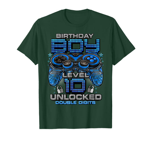 Level 10 Unlocked Awesome Since 2015 10th Birthday Gaming T-Shirt