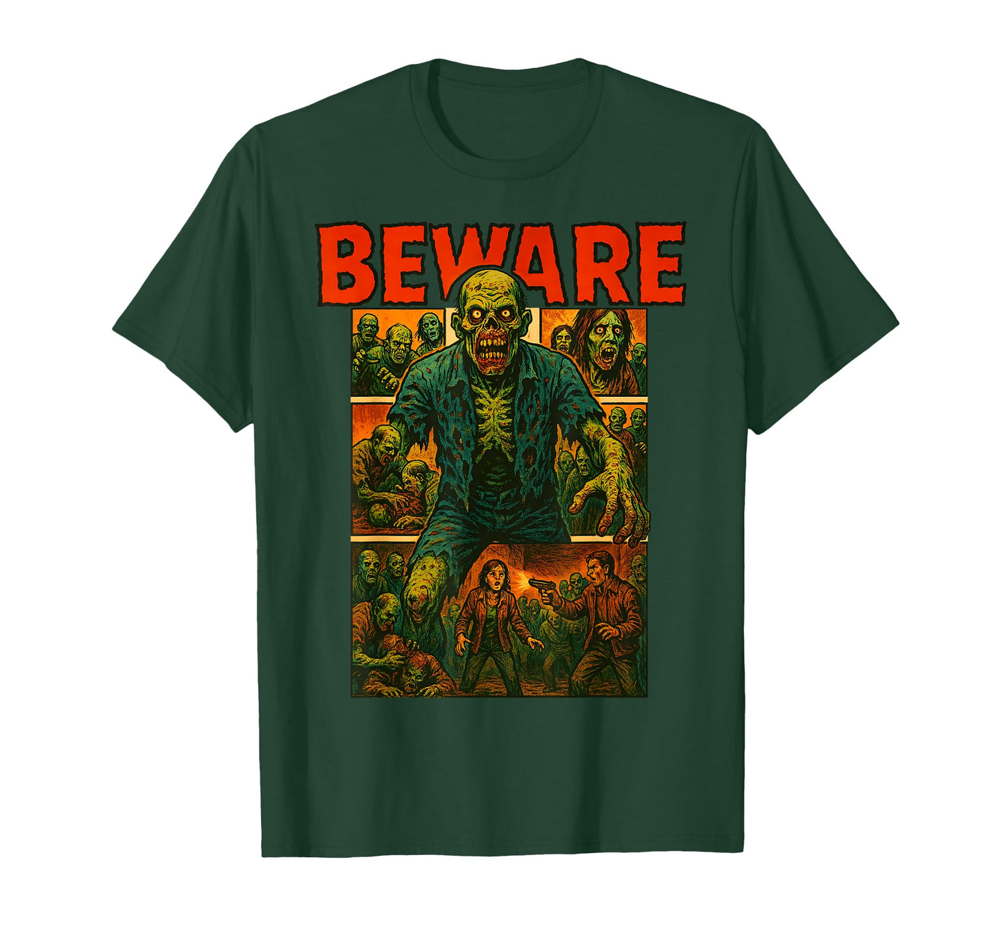 Zombie Tee Horror Movie Poster Vintage Comic Book Graphic T-Shirt