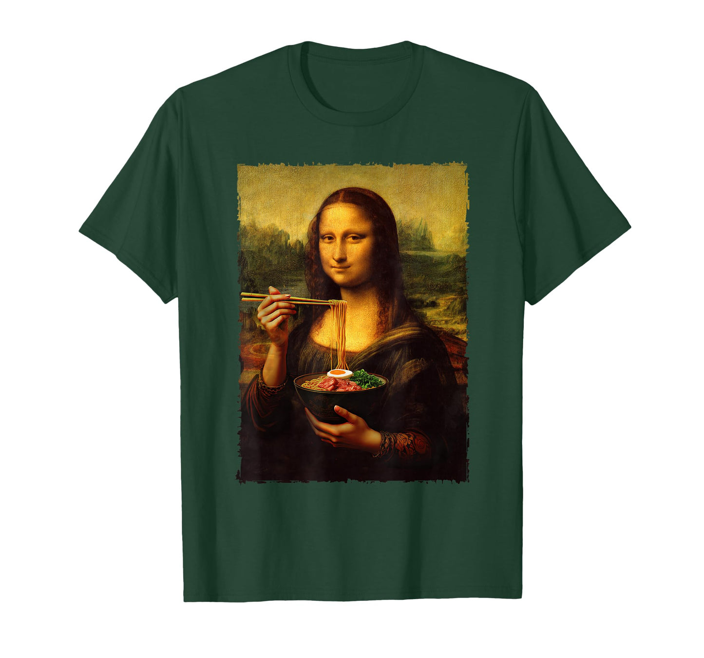 Mona Lisa Eating Ramen Japanese Noodles Art Teacher T-Shirt