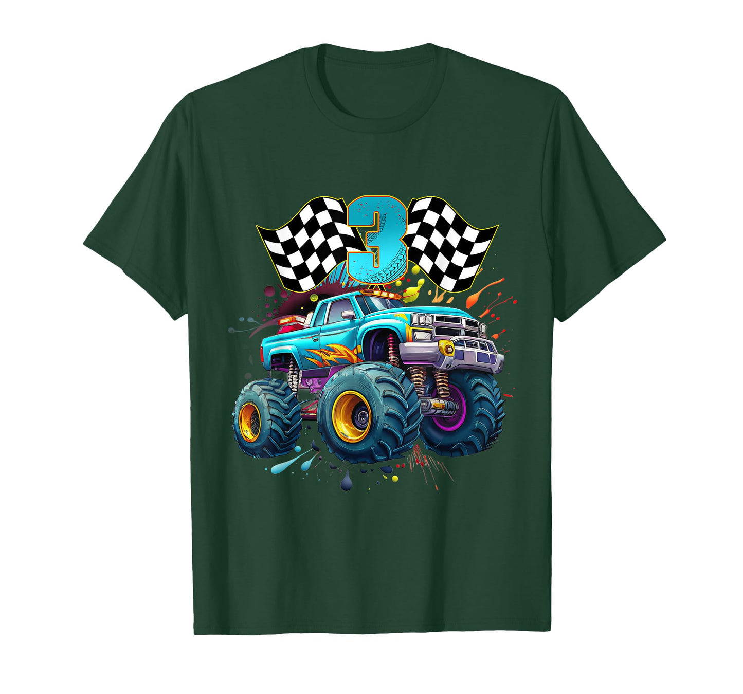 Monster Truck 3 Years Old Boy 3rd Awesome Birthday Party T-Shirt