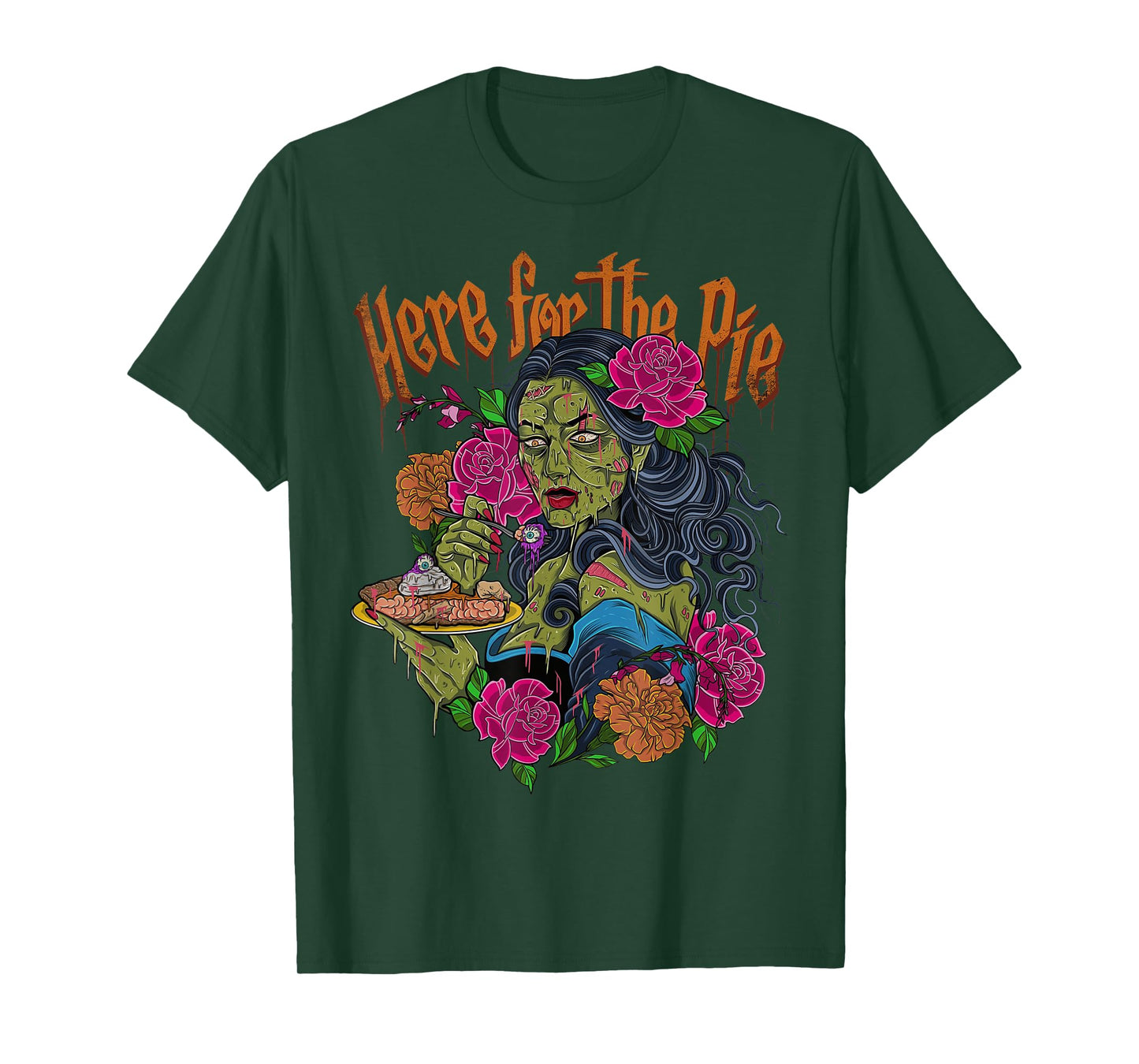 Vintage Retro Here for The Pie Zombie Girl Graphic Tee T-Shirt