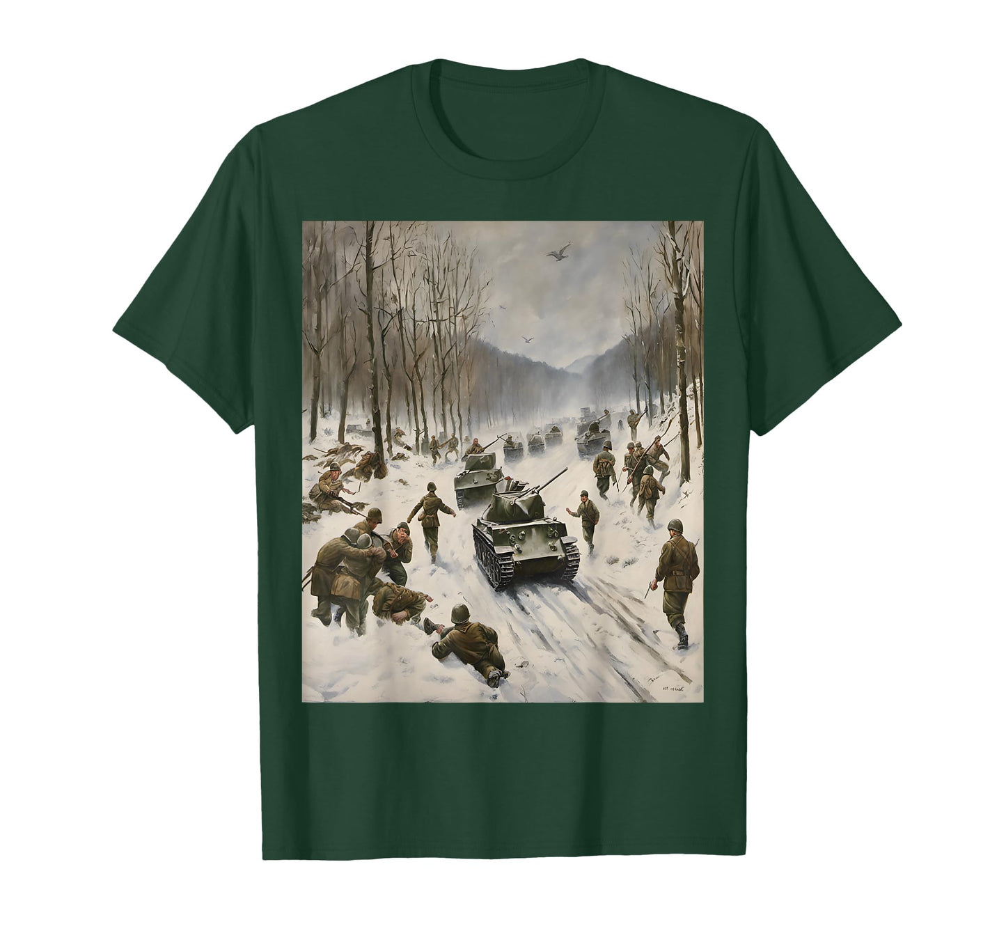 Battle Of The Bulge Winter Warfare Art T-Shirt