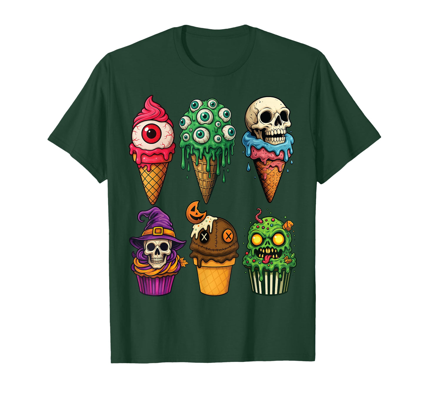 Halloween Ice Cream & Cupcake Monsters Funny Horror Scary T-Shirt