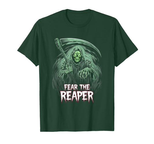 Grim Reaper Fear the Reaper Swirling Fog Art Horror Fans T-Shirt