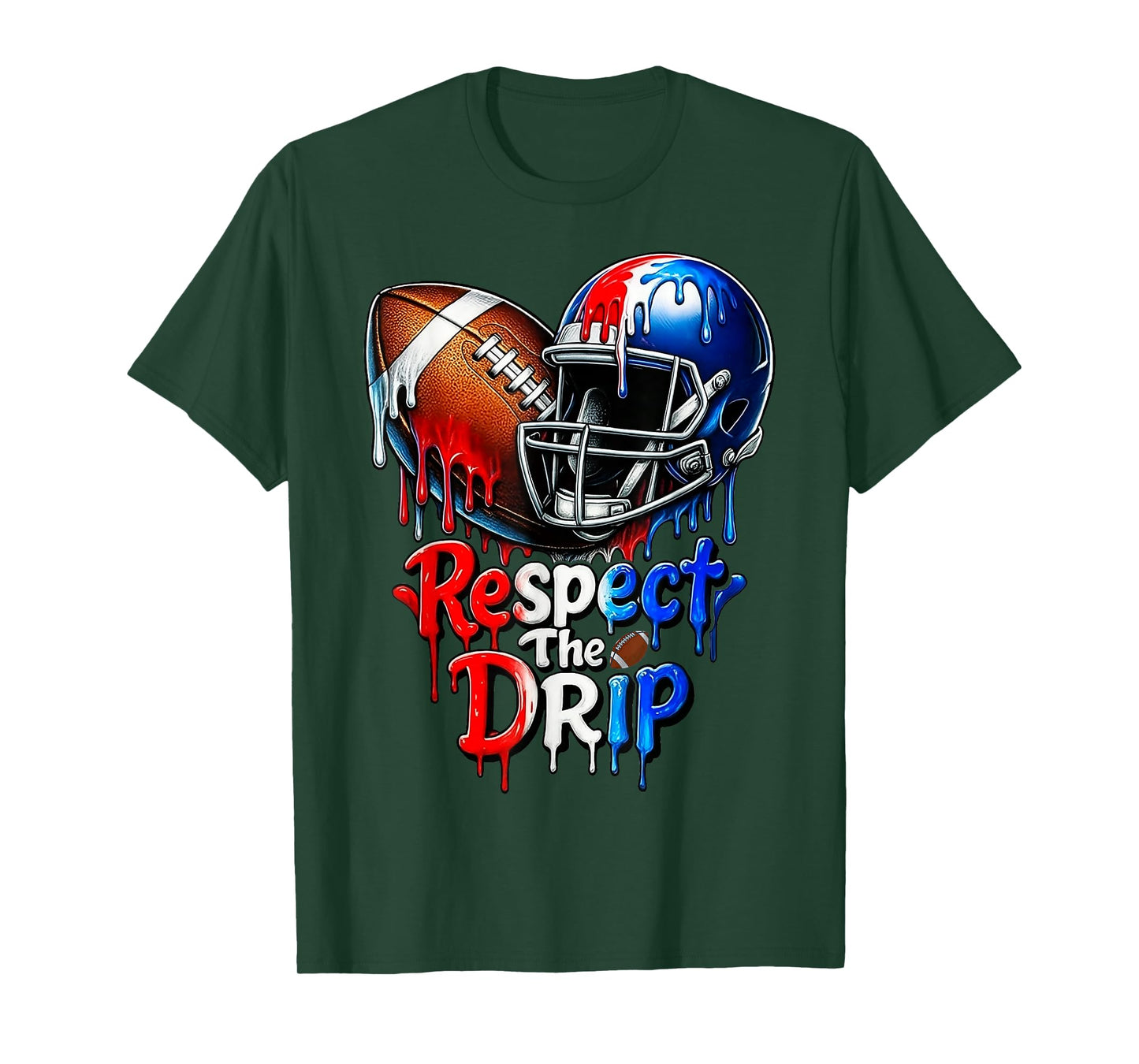 Respect The Drip Football Drip Boys Ice Cream Drip Sprinkle T-Shirt