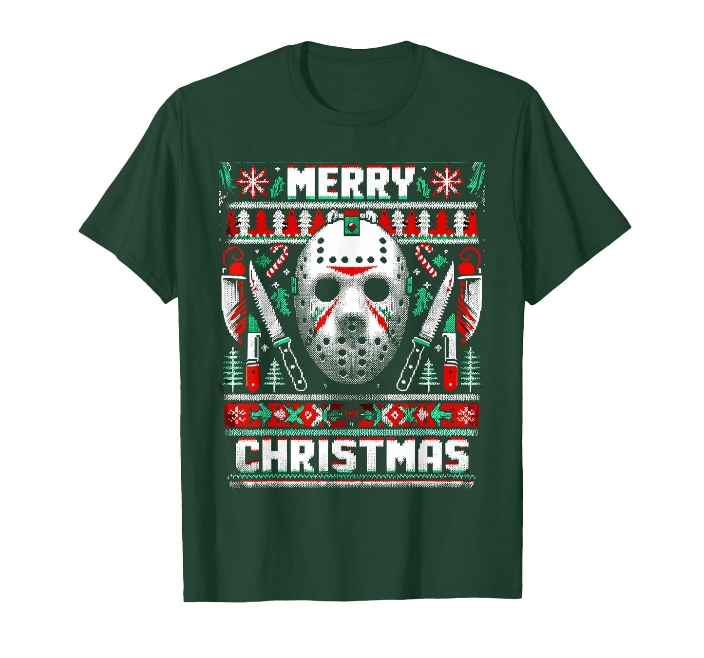 Merry Creepmas Festive Slasher Ugly Christmas T-Shirt