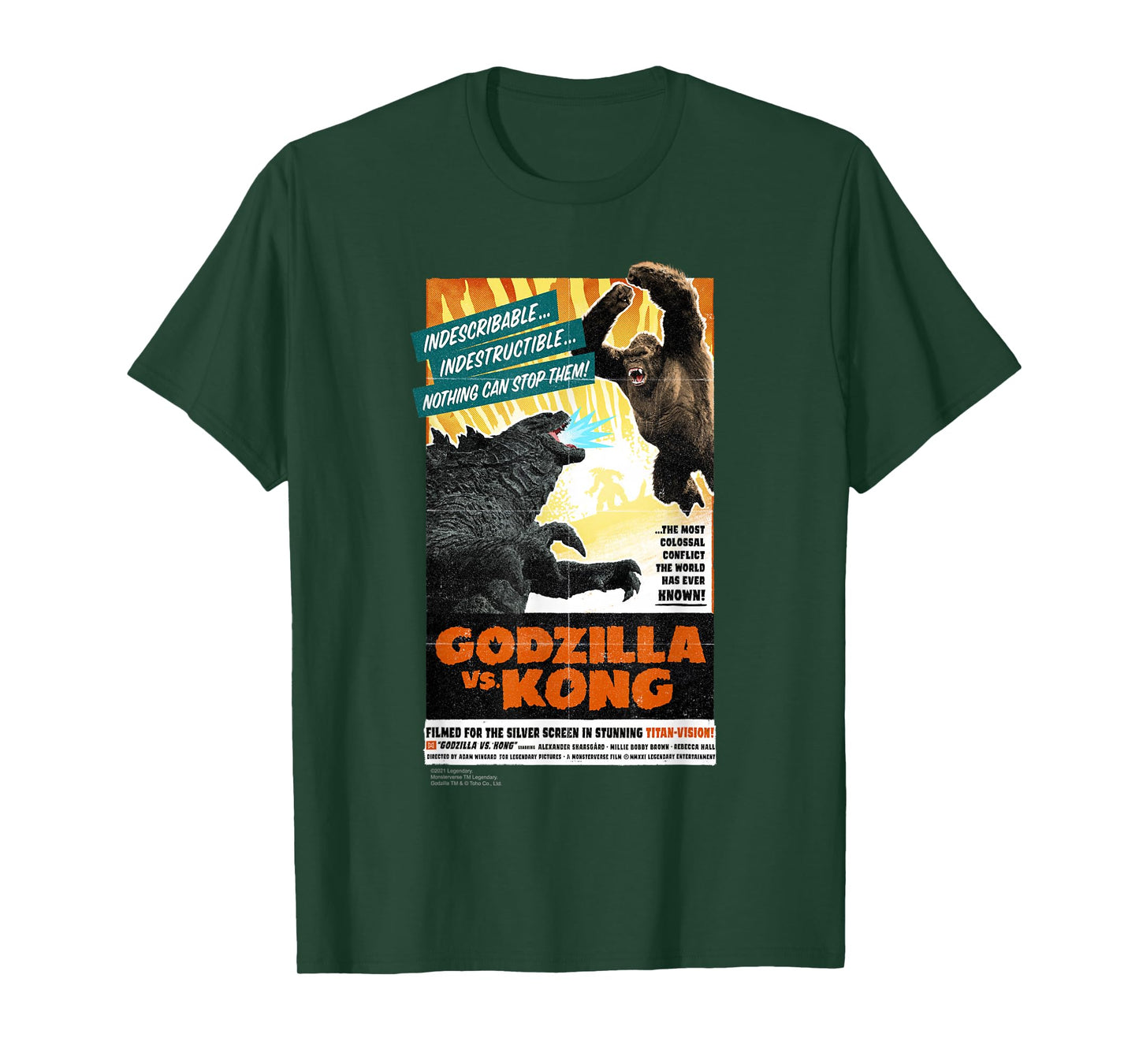 Godzilla vs Kong - Titan-Vision Retro Poster T-Shirt Small