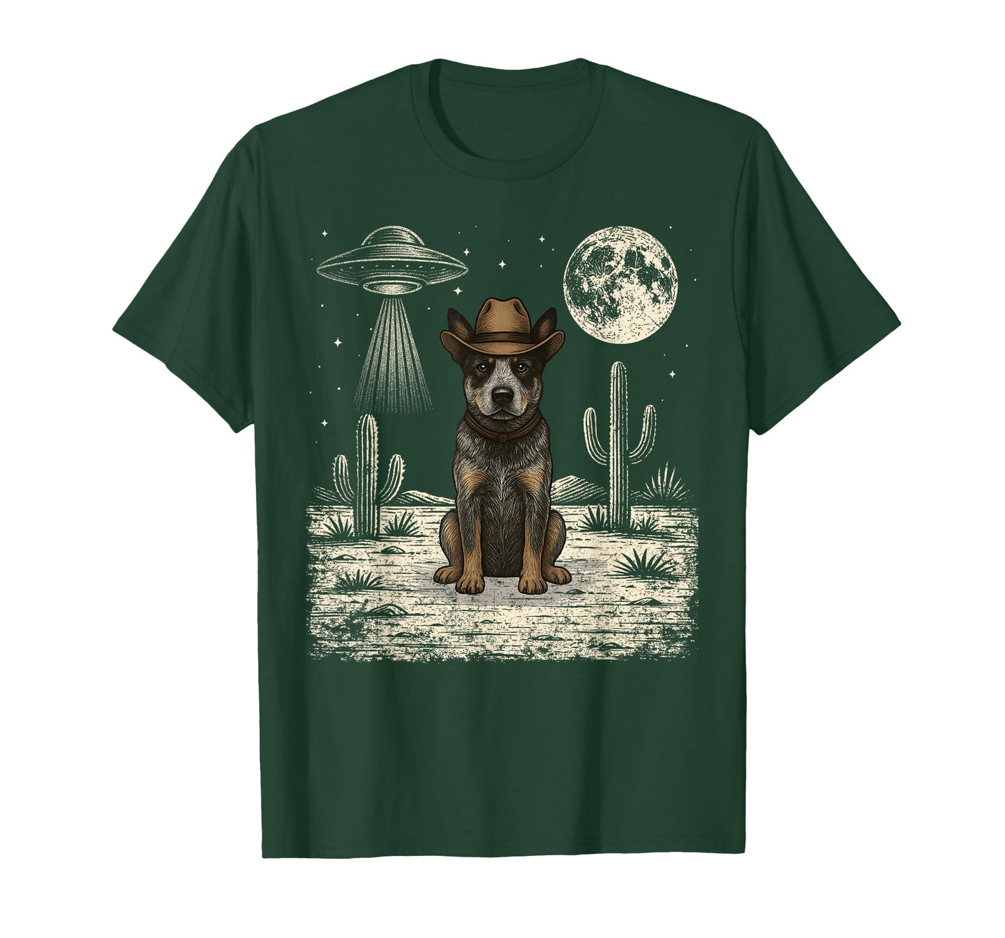 Funny Blue Heeler Cowboy Western Dog UFO T-Shirt