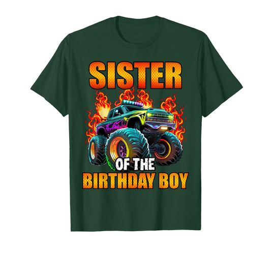 Sister of the Birthday Boy Monster Truck Birthday Party T-Shirt