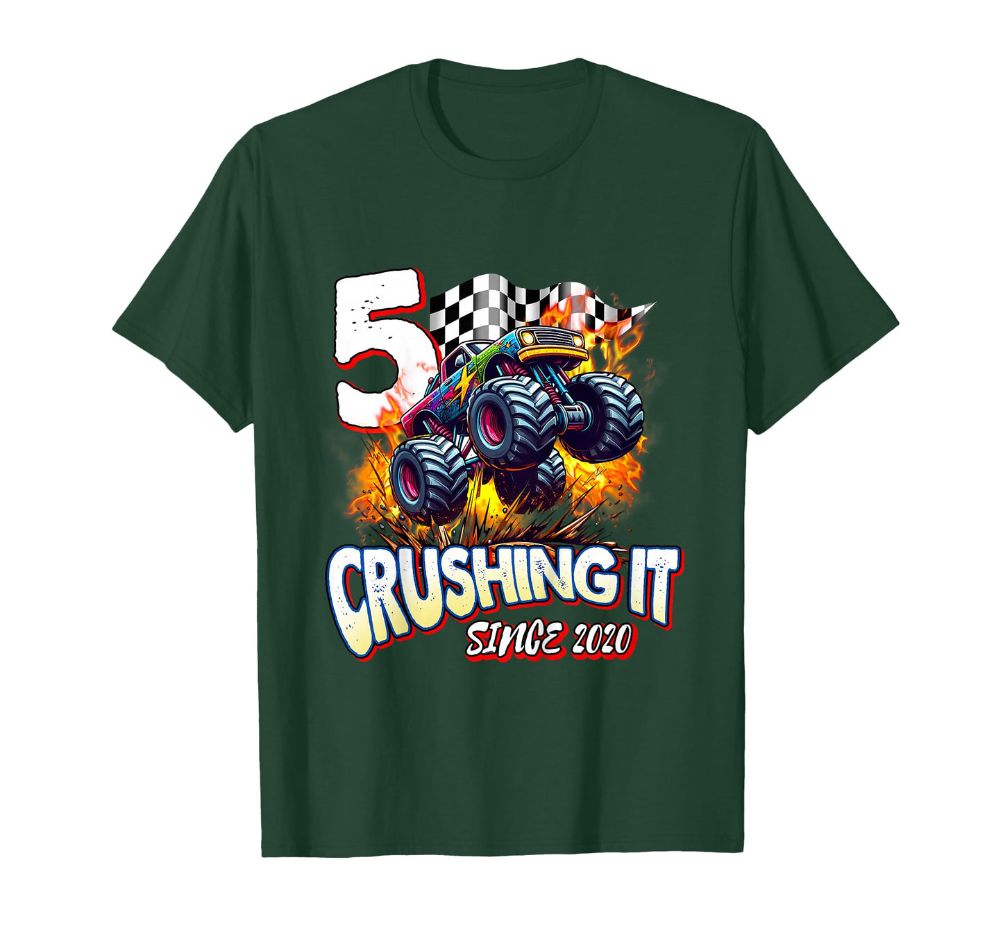 Kids Birthday Monster Truck 5 year Old Boys 5th Party Born 2020 T-Shirt
