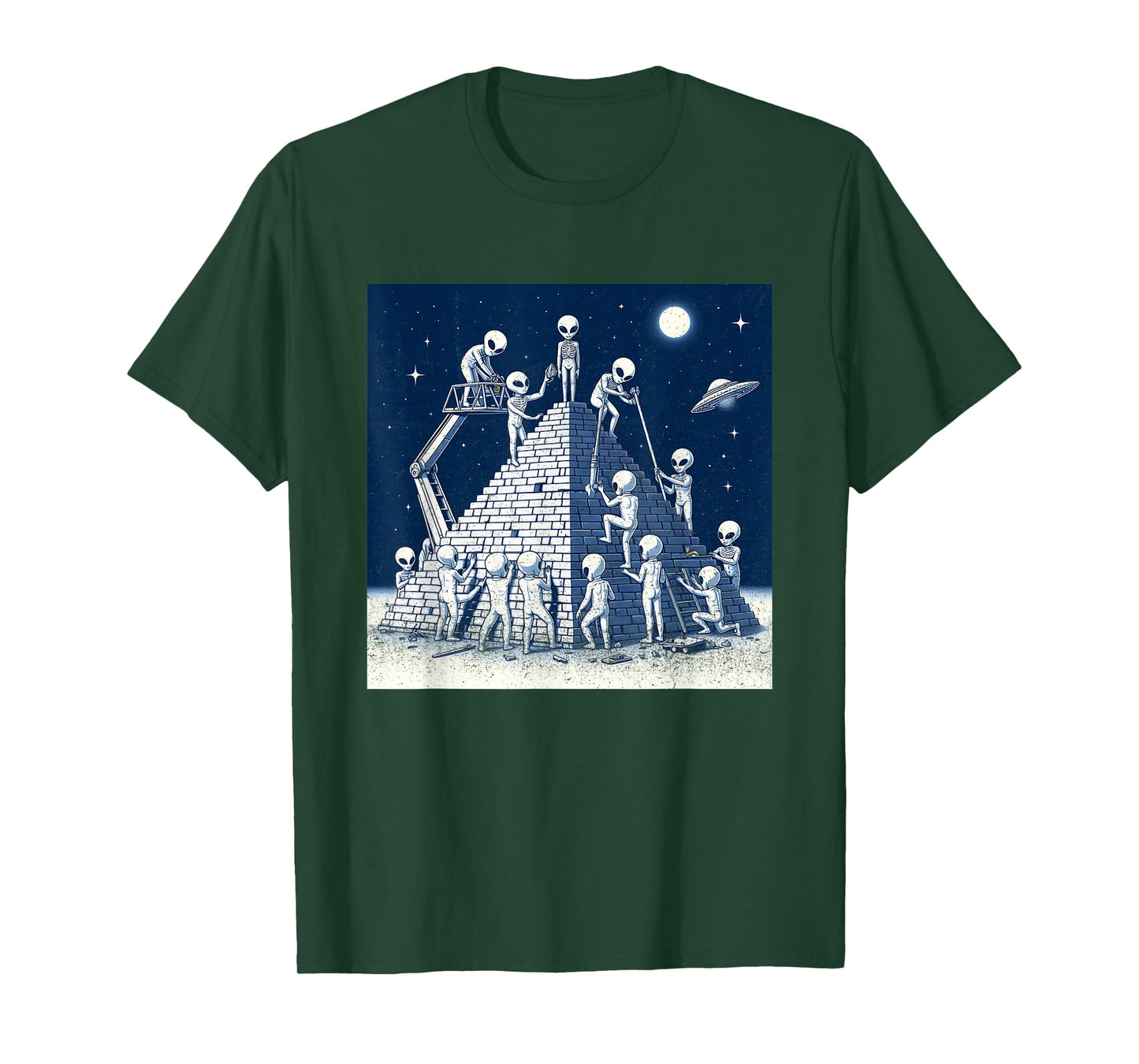 Aliens Building Pyramid T-Shirt