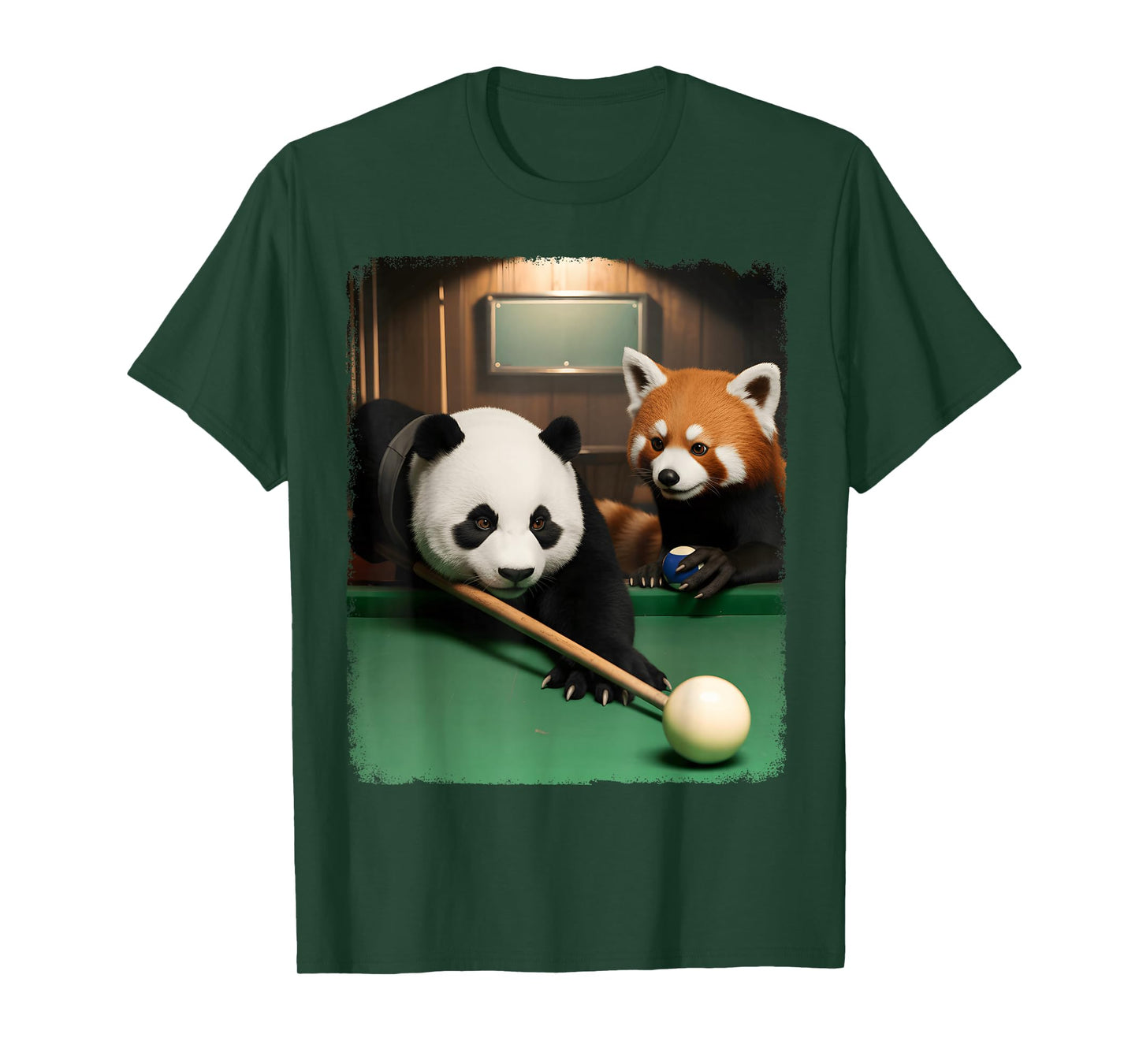 Funny Red Fox Panda Pool Game Billiard Lover Art Design T-Shirt