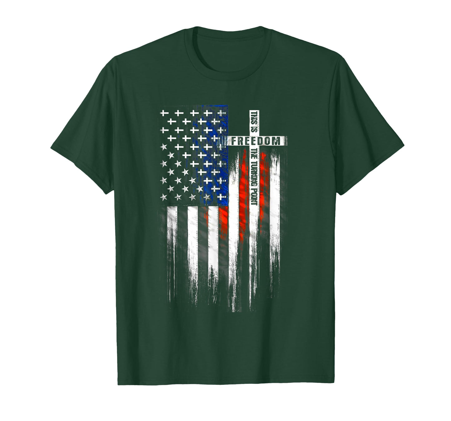 This is The Turning Point Faith Cross US Flag Patriotic Men T-Shirt